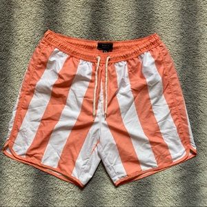 21Men Swim Trunks Mens XL Orange White Stripes